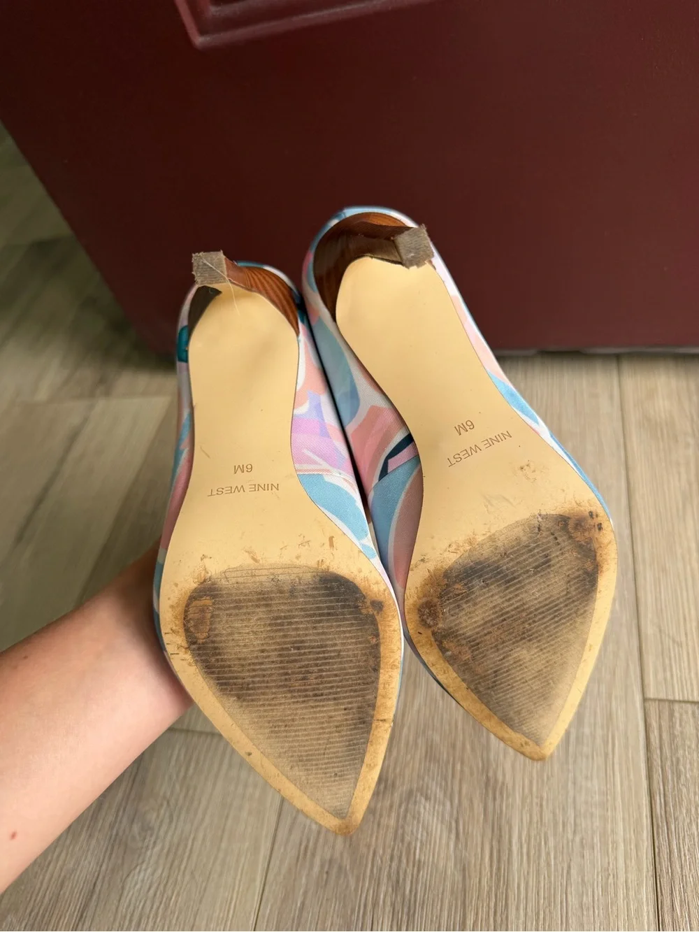 Nine West Pastel Pink & Blue Geometric Pointed Toe Pumps